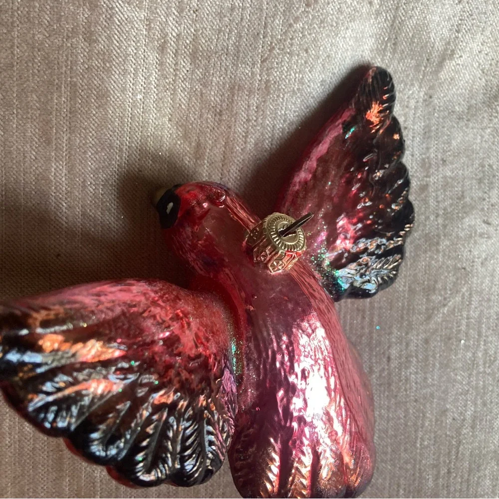 Vintage Whimsical Red Cardinal In Flight Ornament #Christmas #Cardinals #Garden